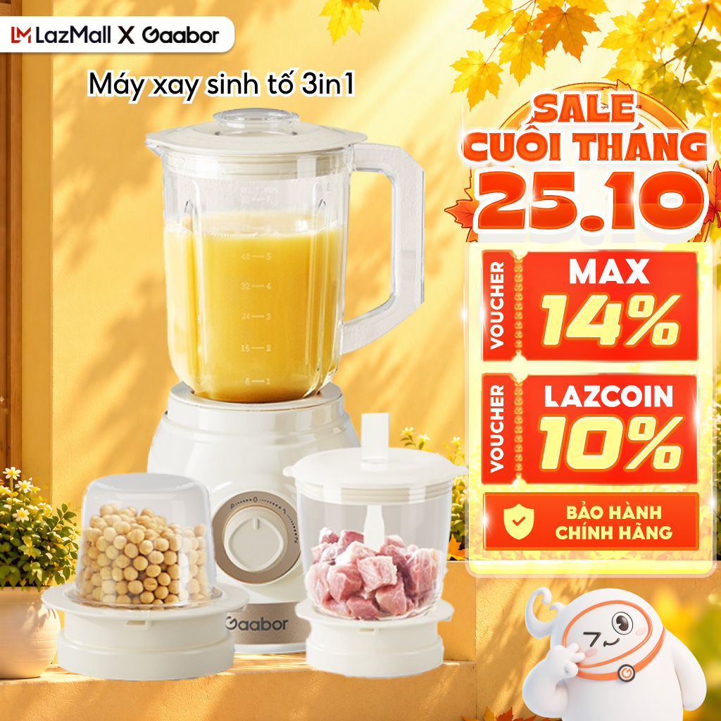 Máy xay sinh tố Gaabor JM-16M01A đa năng 3in1 dung tích lớn công suất 500W xay thịt gia vị xay sinh tố - Bảo hành 12 tháng 1 đổi 1