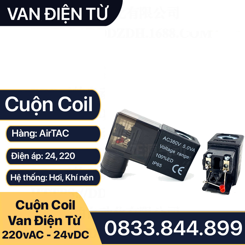 Coil van điện từ, cuộn coil van điện từ khí nén airtac 24v, 220v