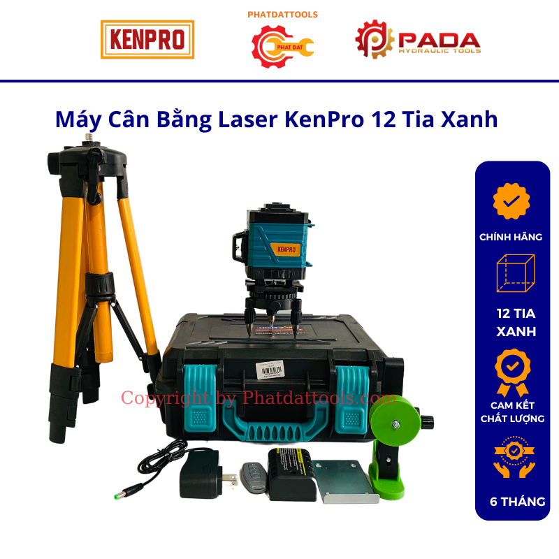 Máy cân bằng laser kenpro 12 tia xanh cân mực thăng bằng laser, hàng chính hãng - bảo hành 6 tháng