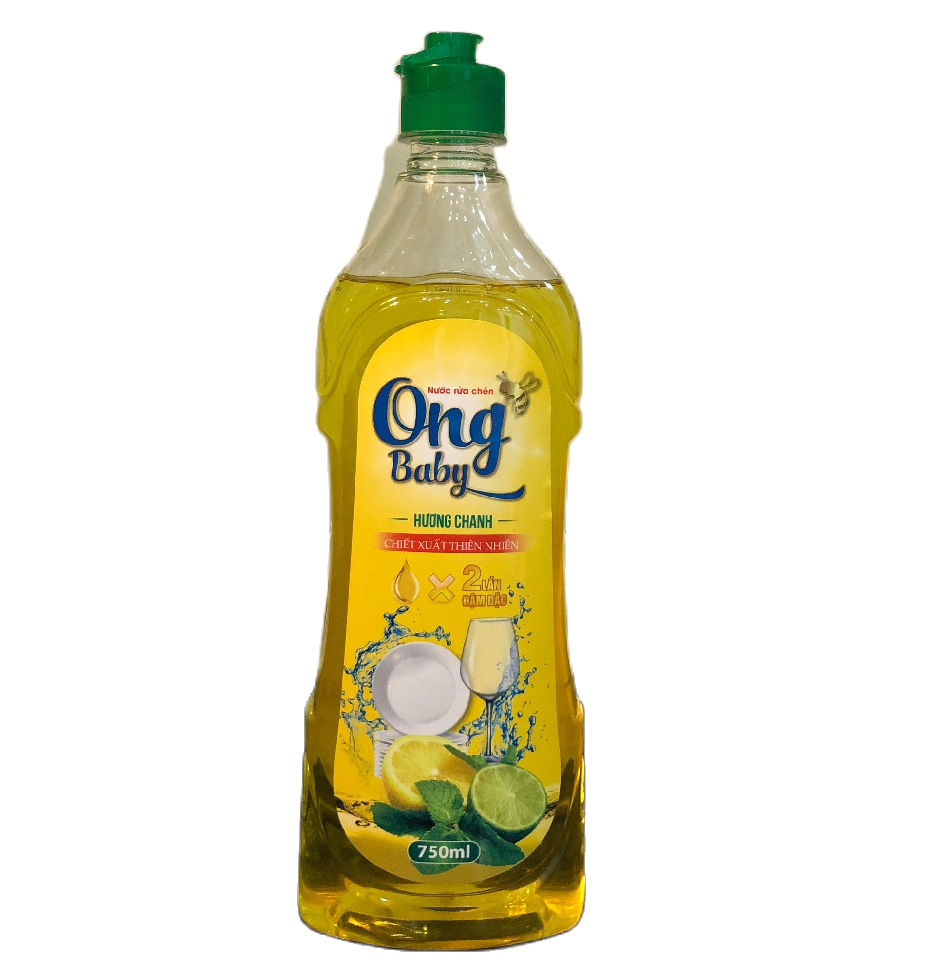 NƯỚC RỬA CHÉN ĐĨA ONGBABY 750ml HƯƠNG CHANH, XẢ BỌT NHANH, SẠCH DẦU MỠ, DỊU NHẸ VỚI DA TAY