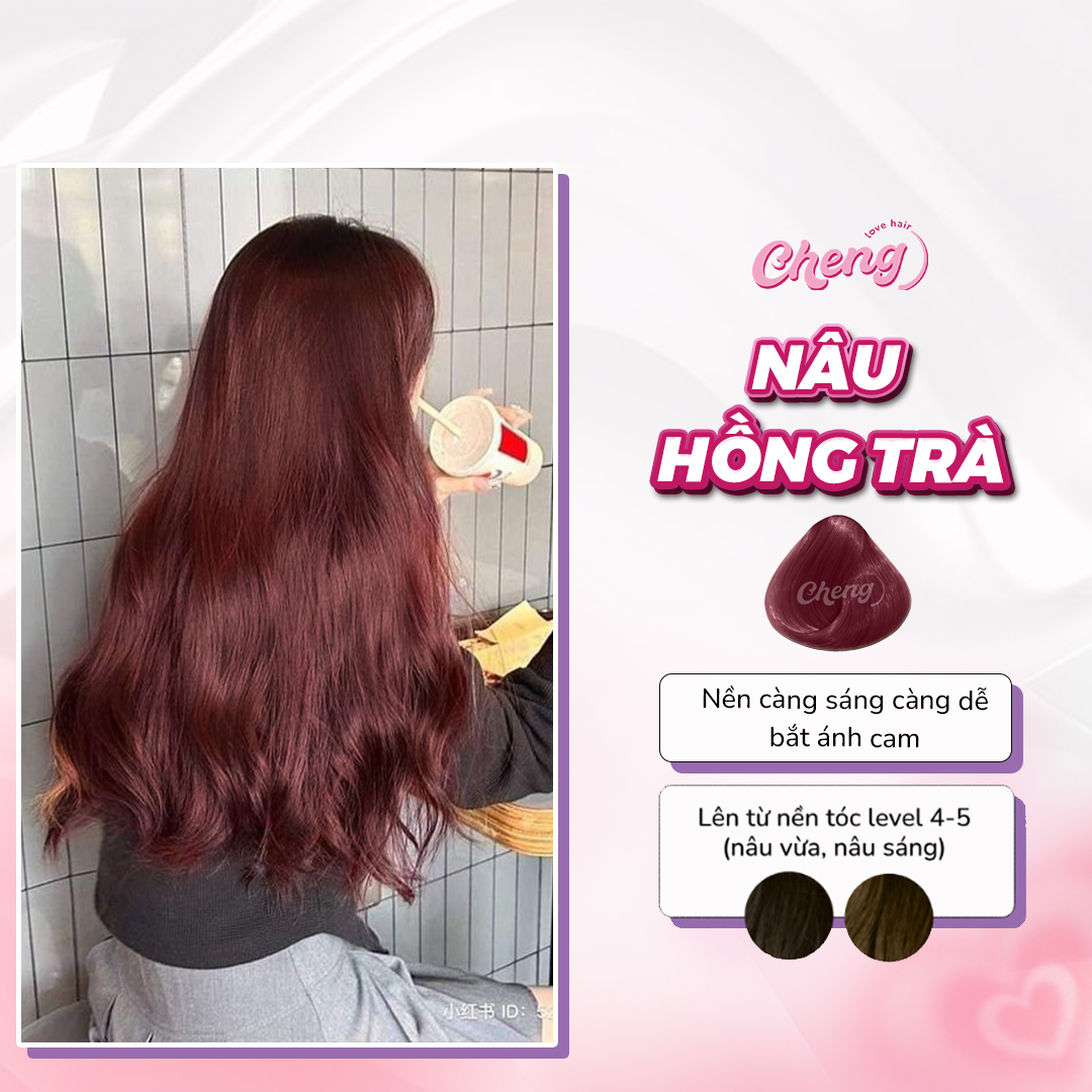 Thuốc Nhuộm Tóc Màu NÂU HỒNG TRÀ Không Tẩy | Chenglovehair Chenglovehairs