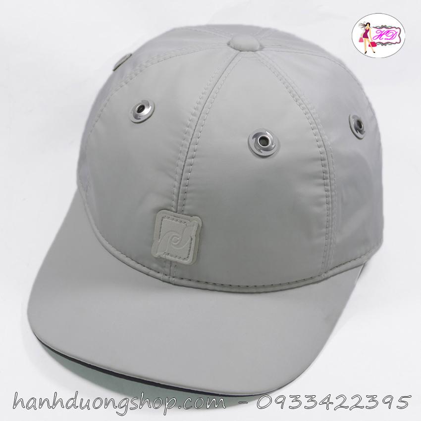 [HCM]Nón lưỡi trai nam vải dù trơn bóng cao cấp phong cách mới logo da hình vuông lốc xoáy độc đáo gắn sò thời trang đường may chắc chắn gắn da phía sau đuôi nón