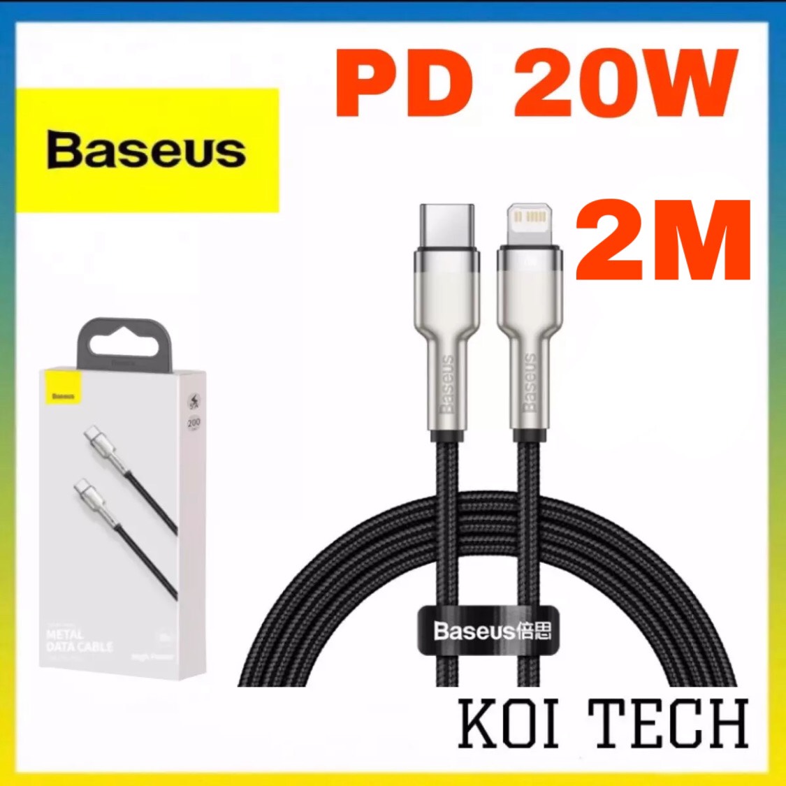 Cáp sạc nhanh iphone pd 20w type c to lightning Baseus data cable - Dây sạc nhanh bọc dù cao cấp cho IP  - KOI TECH