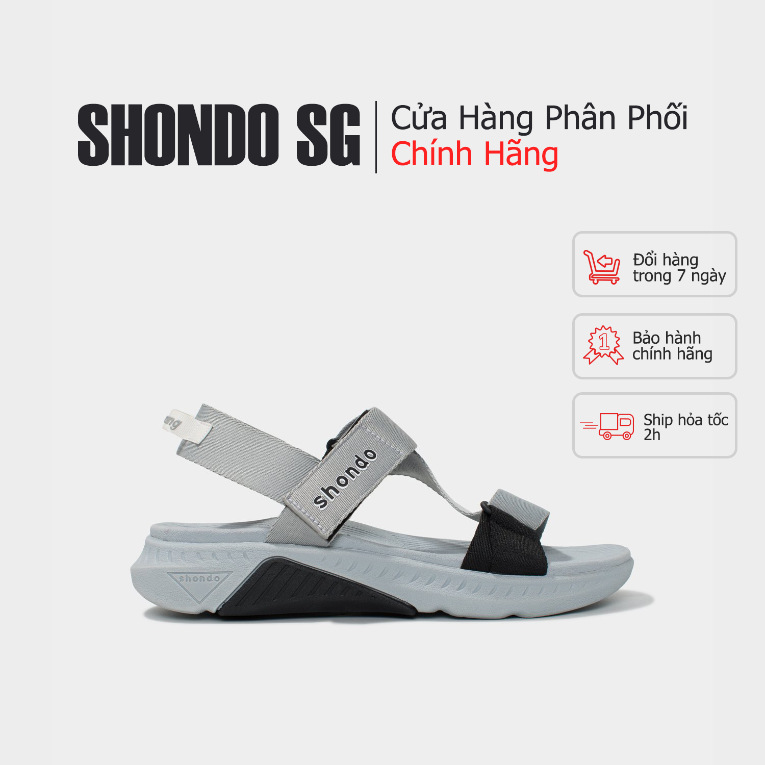 [Chính hãng] Giày Shondo Sandals F7 racing xám phối đen