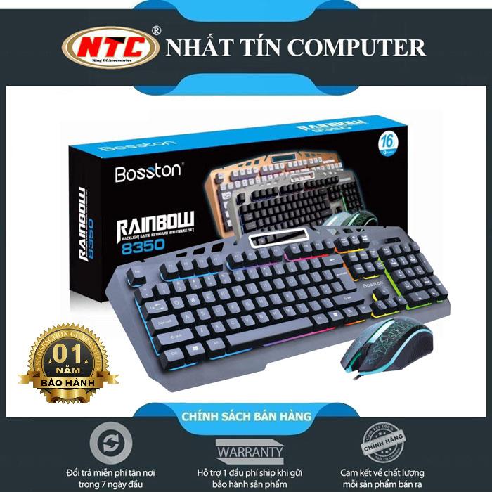 [DUY NHẤT 15.04 - NHẬP MÃ LAZSOCIALSALE1503 GIẢM 15% CHO ĐƠN 250K] Bộ Bàn phím giả cơ và chuột game Bosston 8350 phím cao chống nước thích hợp chơi game bấm cực êm đèn led bắt mắt (Đen) - Nhất Tín Computer