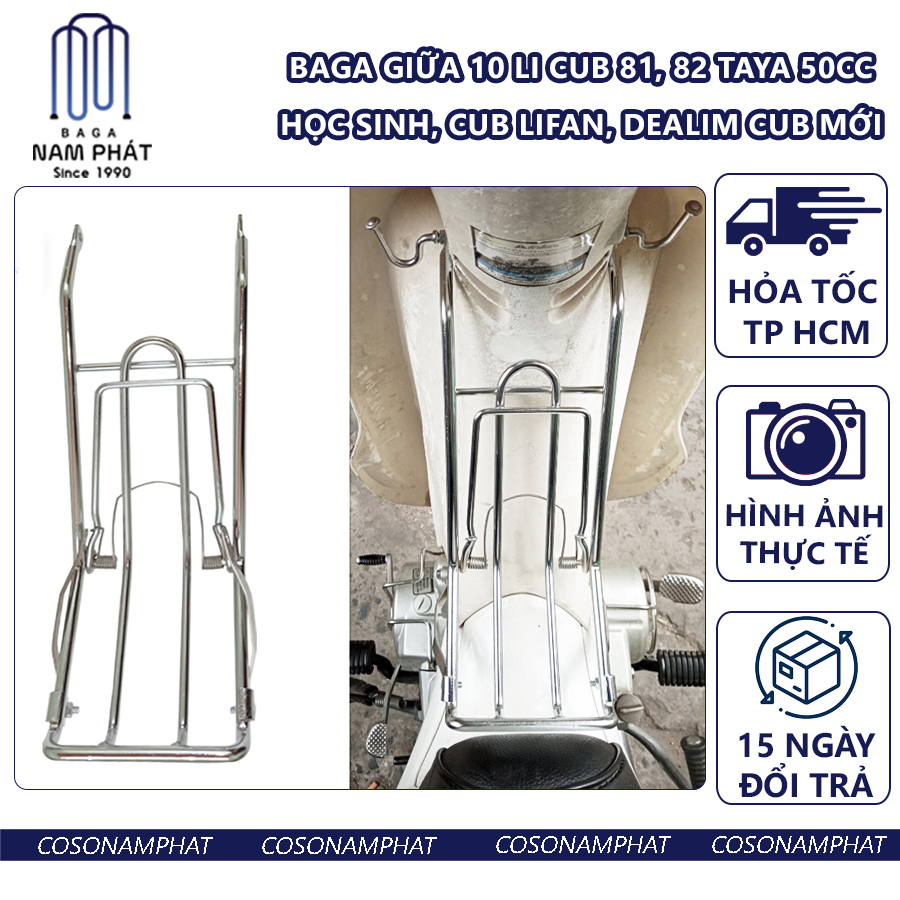 Baga giữa inox cub 81 82 taya 50cc học sinh cub lifan việt thái daelim cub mới cúp cup 50 ba ga lườn