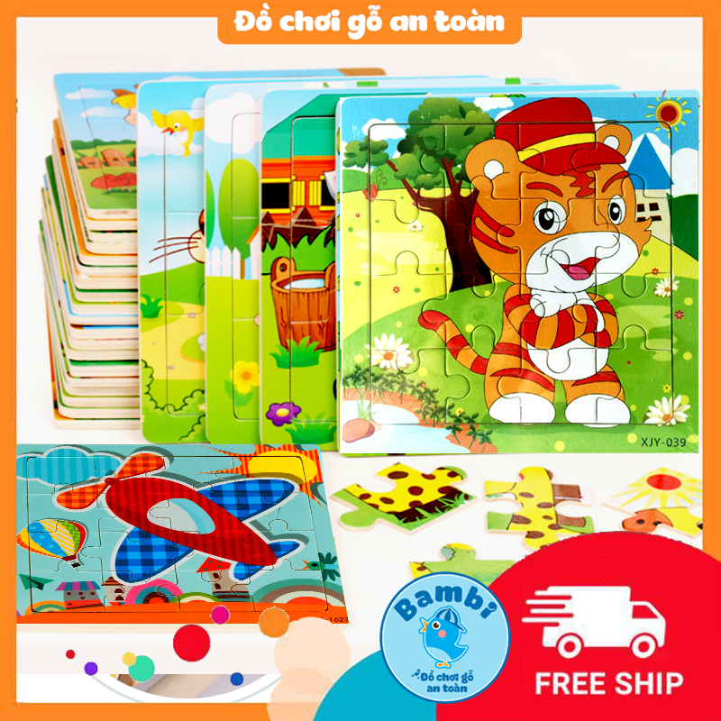 Combo 10 tấm ghép hình loại 16 miếng cho trẻ - Bộ ghép hình