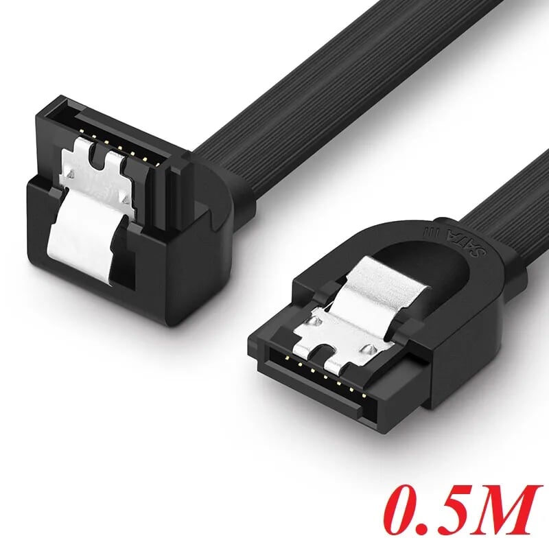 Ugreen 30797 0.5m màu đen cáp truyền dữ liệu sata 3.0 đầu gập 90 độ cao cấp us217