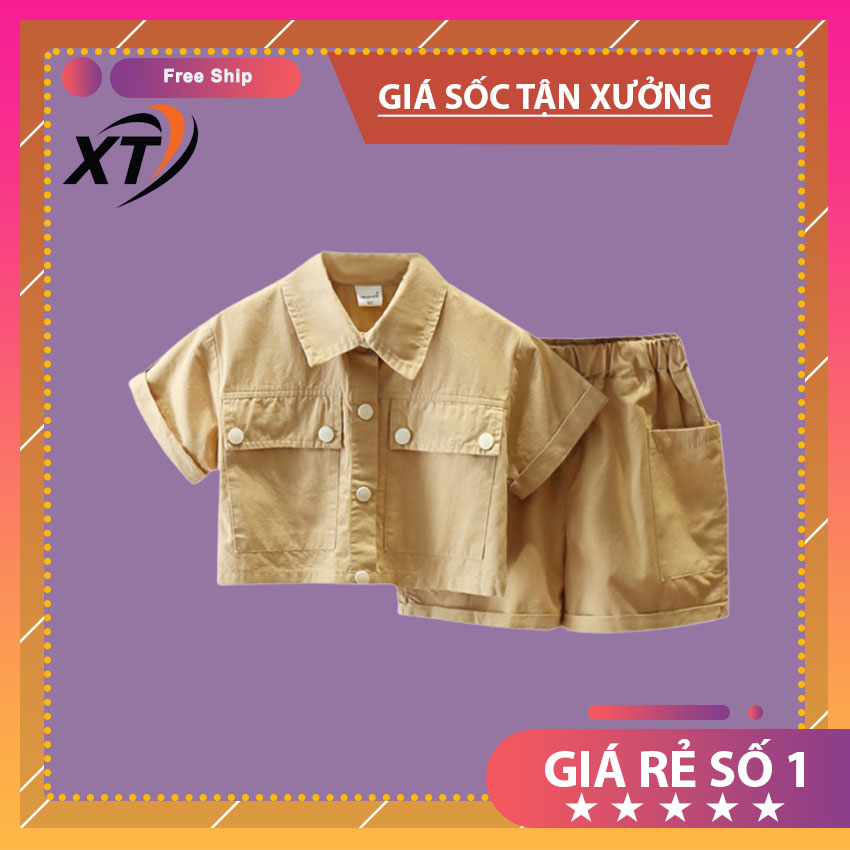 Bộ quần áo cho bé. T13 bộ quần áo chất liệu vải kaki phù hợp cho bé vui chơi mùa hè T13