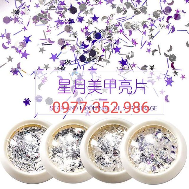 Nhũ hình kim tuyến hình đẹp trang trí móng Nail cực Hot.chất liệu nhũ mịn lấp lánh