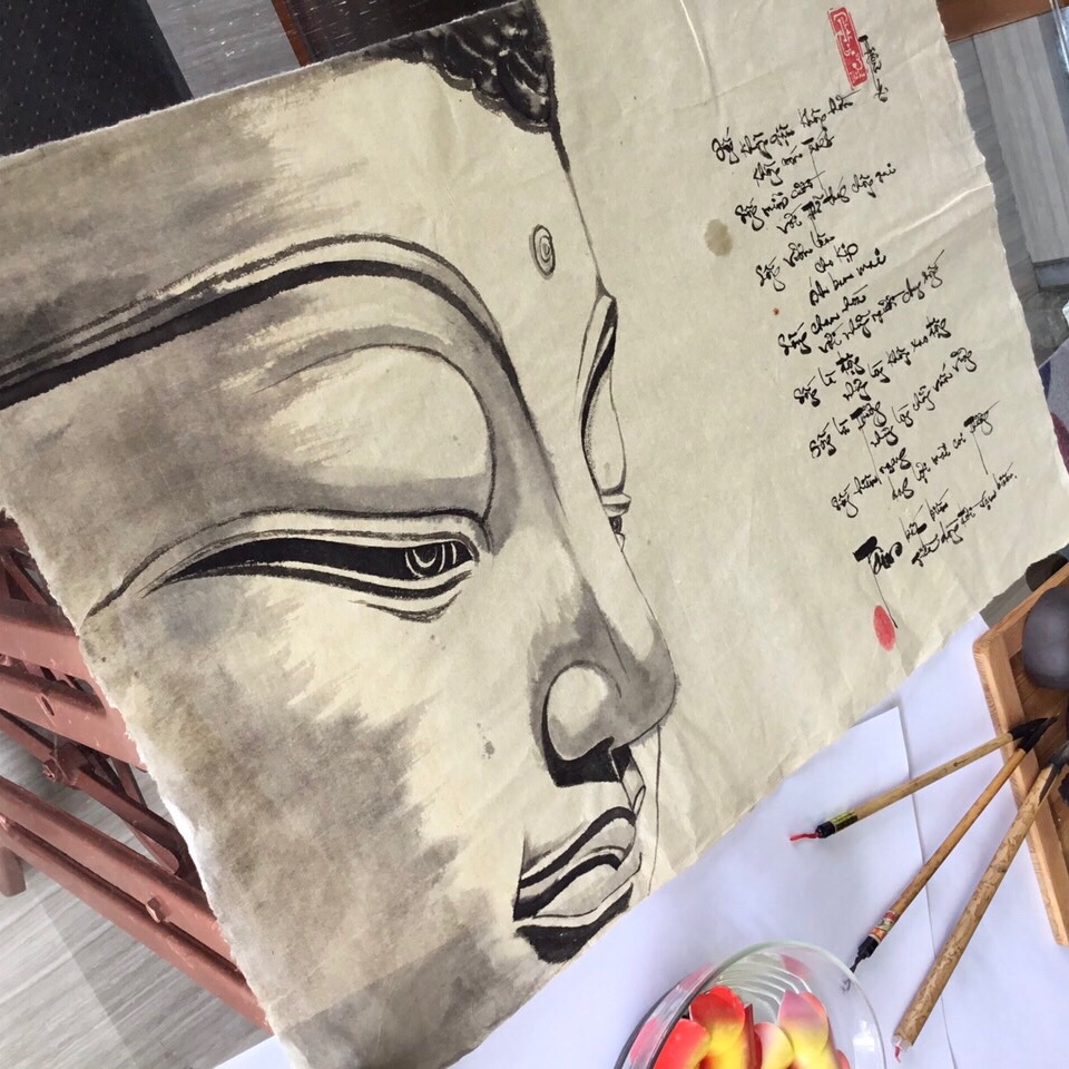 Tranh siêu rẻ- bền- đẹp.Tranh phong thuỷ- tranh trang trí- tranh thư pháp thuỷ mặc ( kt 40x60cm)