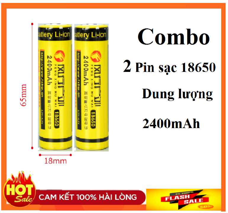 Combo 2 Pin  sạc 18650 dung lượng 2400MAh - 18650 400kv 1000kv