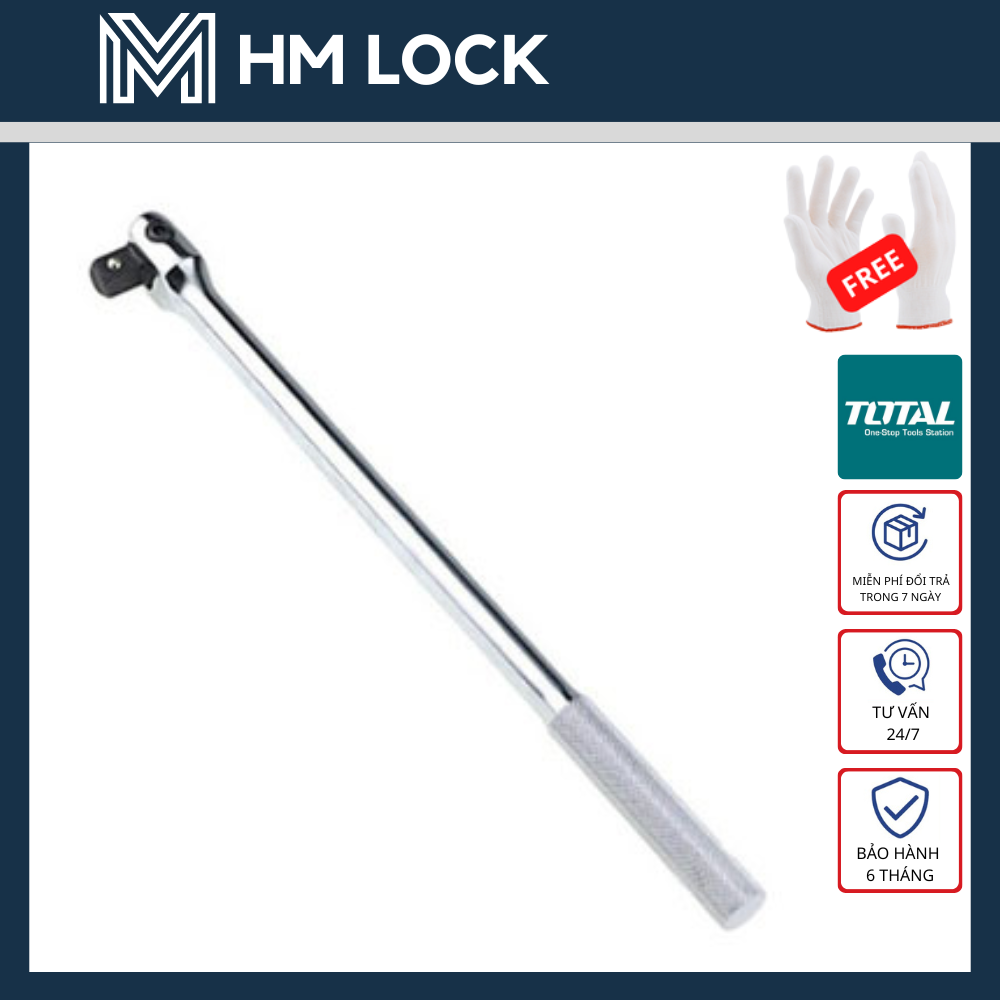 1/2" cần siết lắc léo 375mm total - thép cr-v siêu cứng không gỉ cao cấp - hàng chính hãng - tdfh12151