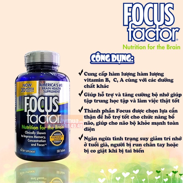 Viên uống bổ não focus factor – tăng cường trí nhớ - 180 viên