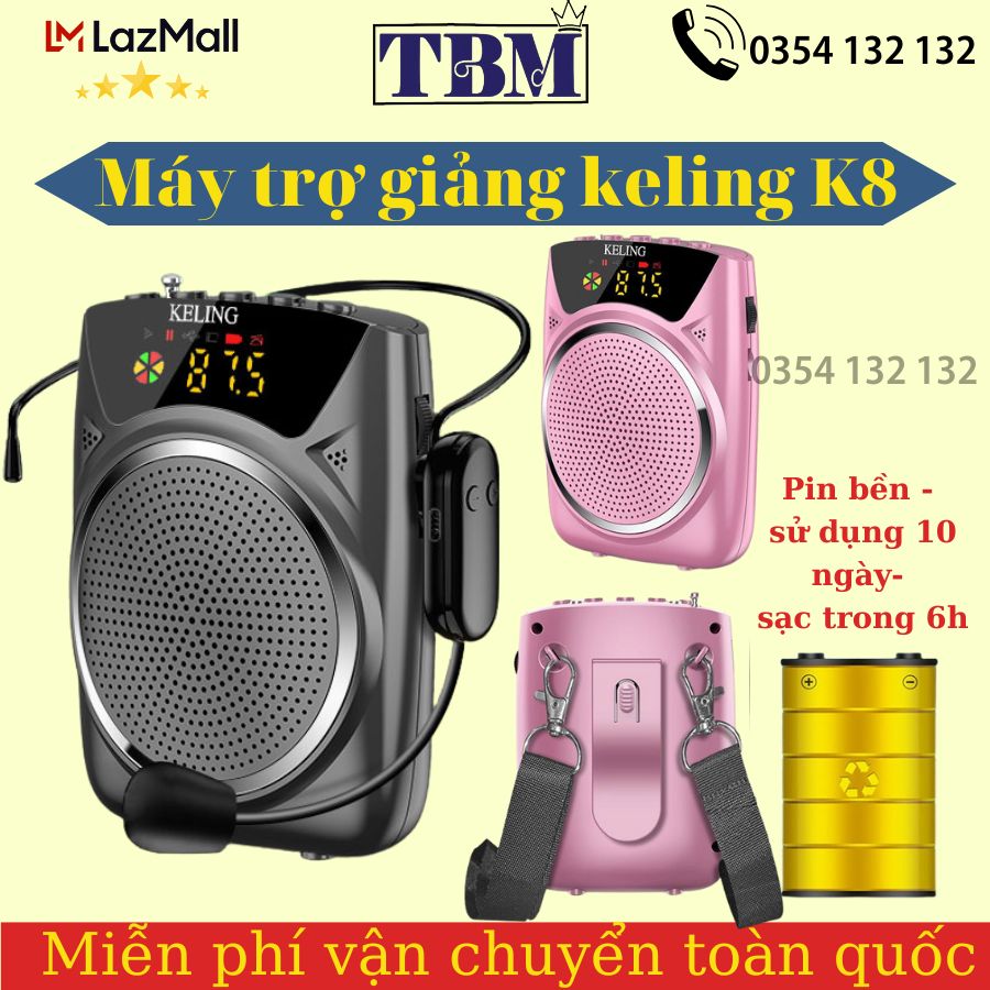 Loa trợ giảng cho giáo viên, máy trợ giảng mini, loa trợ giảng không dây uhf chính hãng keling k2, bluetooth 5.0