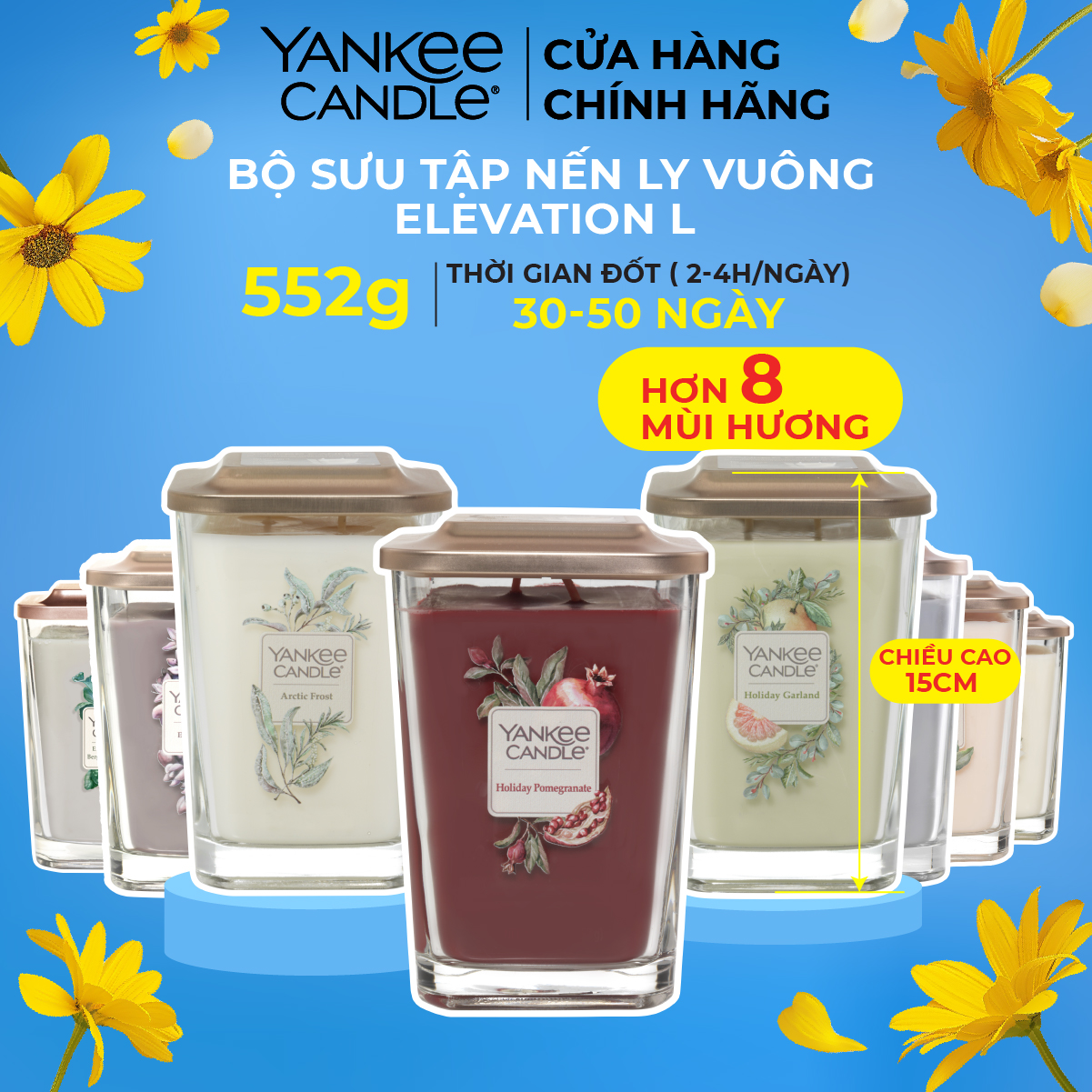 Nến thơm sáp đậu nành elevation chính hãng yankee candle - size l 552g