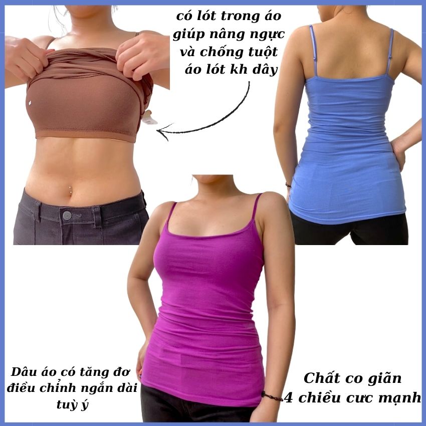 [HCM]Áo Hai Dây Nữ Hàng VNXK Chất Vải Siêu Co Giãn 4 Chiều  Dây Áo có Tăng Đơ Điều Chỉnh Ngắn Dài Tuỳ Ý
