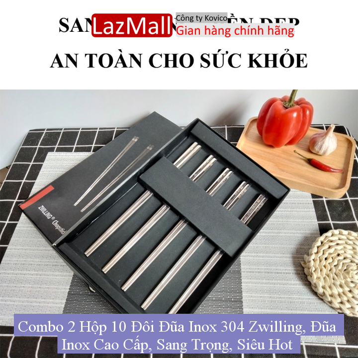 Combo 2 hộp đũa inox 304 , đũa inox cao cấp, sang trọng, siêu hot