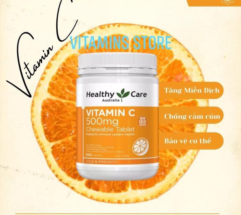 Vitamin c 500mg healthy care dạng nhai- ngậm