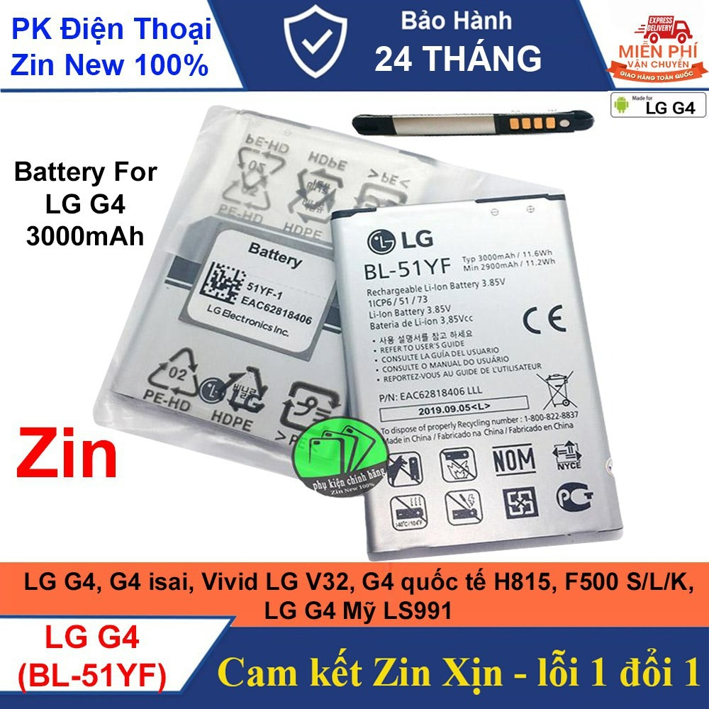 Pin Zin máy dành cho LG G4 (BL-51YF) 3000mAh, Nguyên SEAL - Cam kết Chuẩn Zin Xịn 100%