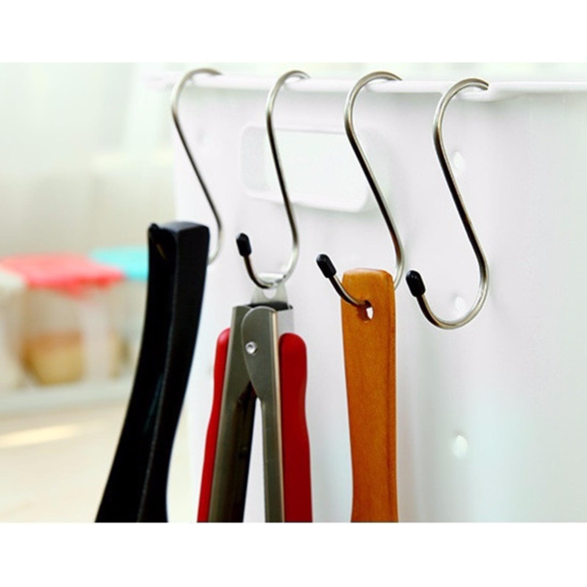 Vỉ 4 cái móc treo đồ hình chữ S có bọc nhựa