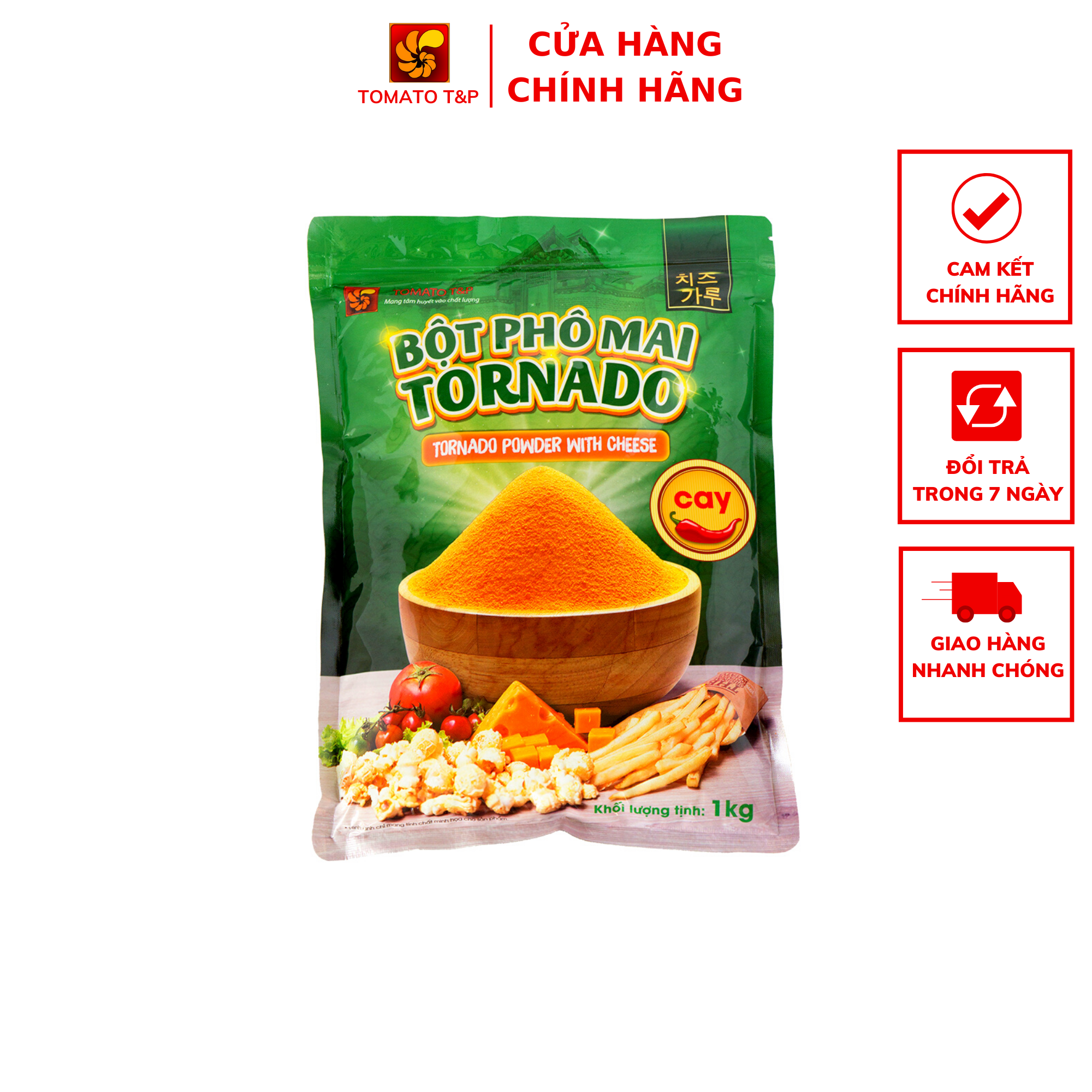 HCMBột phô mai Tornado vị cay - Gói 1kg - Tomato T&P