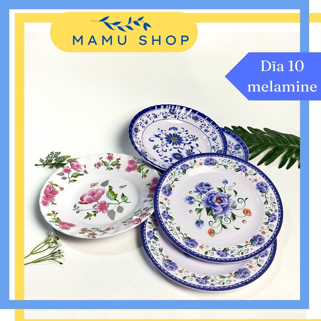 Đĩa đựng thức ăn dĩa tròn sâu và cạn đĩa nhựa melamine số 10 lớn Mamu shop M171