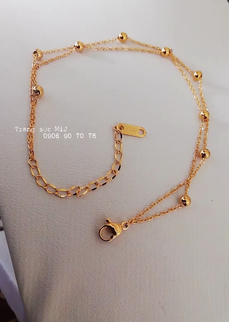 Lắc chân titan dây đôi bi nhỏ