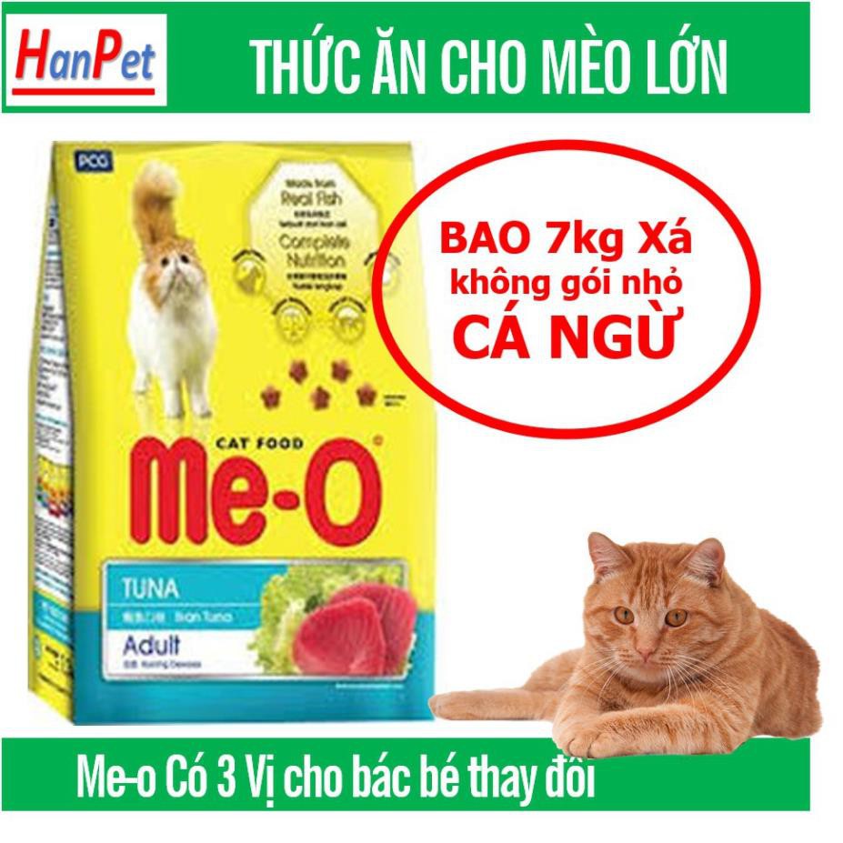 [HCM]Bao 7kg Me-o Thức ăn viên cho mèo lớn gồm 3 vị Cá ngừ Cá Thu và Hải sản đồ ăn dành cho mèo trên 1 năm tuổi