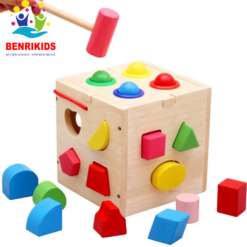 Đồ Chơi Gỗ, Hộp Thả Hình Đập Bóng Kèm Búa, Giáo Cụ Montessori Cho Trẻ Phát Triển Trí Thông Minh, Đồ Chơi Gỗ Phát Triển