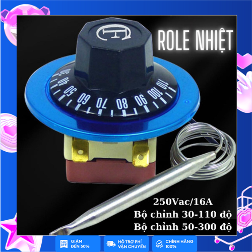 Núm vặn chỉnh nhiệt độ, rơle điều khiển nhiệt độ cho nồi phở, núm vặn Bếp Chiên, bếp ủ thực phẩm, lò sấy, máy ép ly, role chỉnh nhiệt độ 30 đến110 độ , 50 đến 300 độ