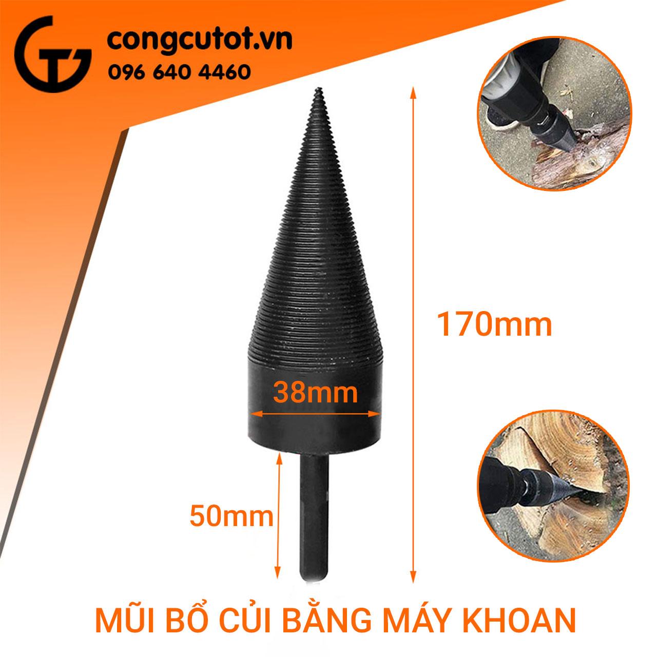 Mũi bổ củi bằng máy khoan các cỡ