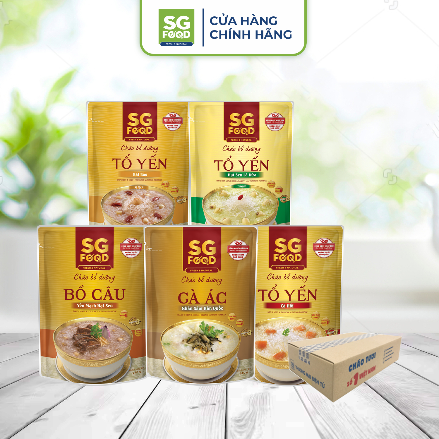 Thùng 30 Gói Cháo Bổ Dưỡng Sài Gòn Food 5 Vị 240G