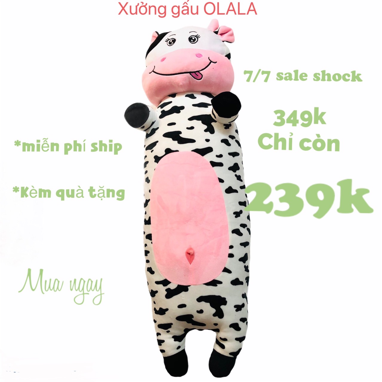Gấu bông gối ôm thú nhồi bông bò sữa