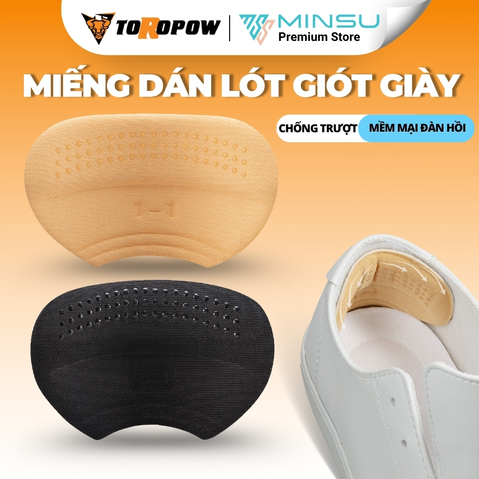  Miếng Dán Lót Gót Giày Chống Trượt MINSU M5518,Lót Đệm Có Hạt Silicon Massage Bảo Vệ Chống Trầy Rớt Gót Chân Giúp Giảm Size Giày Bị Rộng Chuyên Cho Giày Cao Gót Thể Thao Sneaker Nam Nữ 