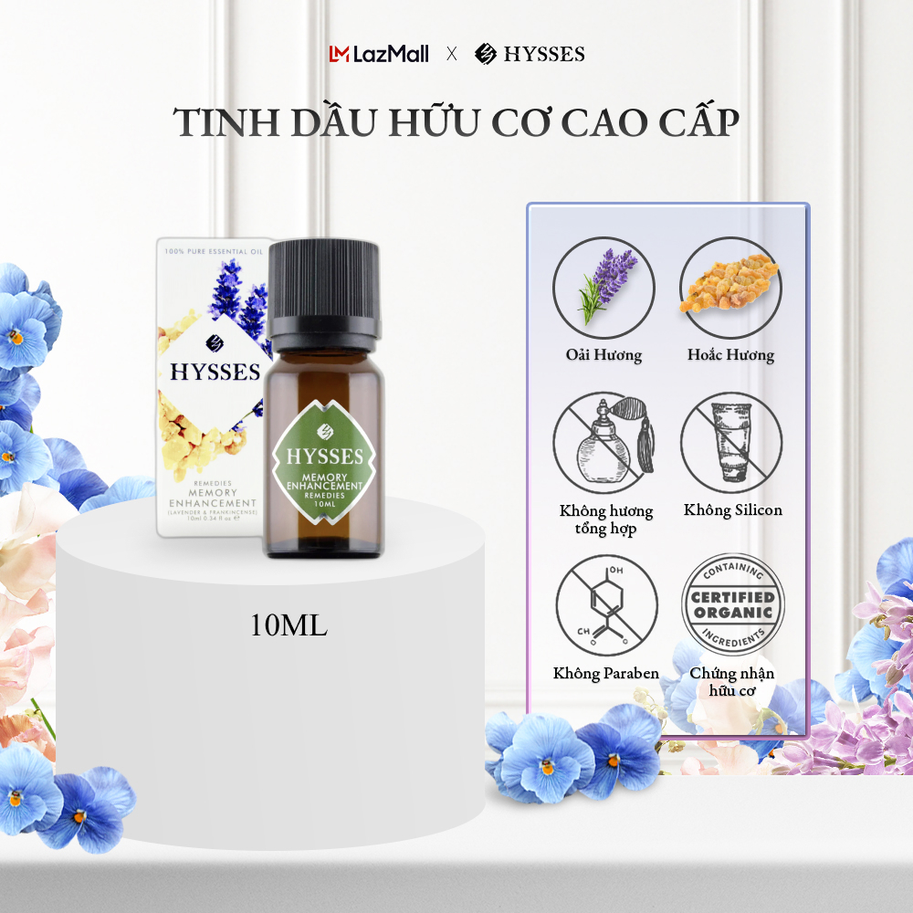 Tinh Dầu Cao Cấp Hysses Remedies Memory Enhancement Cải Thiện Tinh Thần, Hỗ Trợ Trí Nhớ, Giúp Tập Trung Với Tinh Dầu Oải Hương & Trầm Hương Hữu Cơ Tự Nhiên