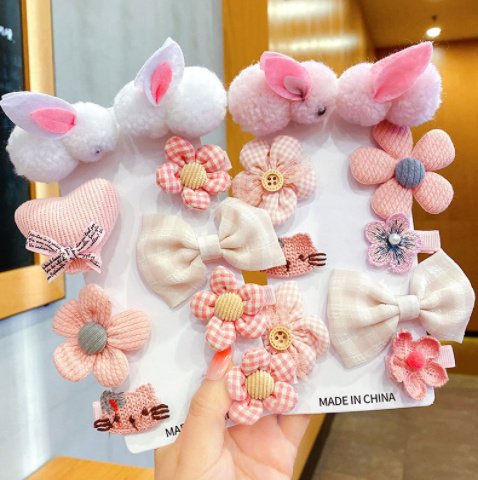 Set 9 Kẹp Tóc 2 Con Thỏ. Kẹp tóc đáng yêu dành cho bé gái thêm dễ thương