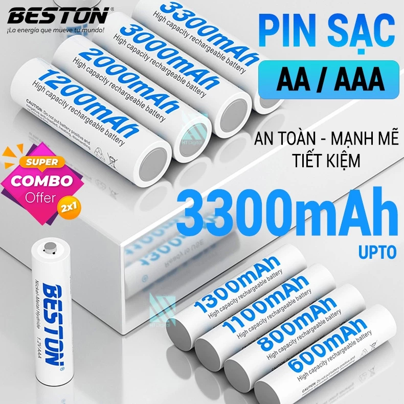 Pin Sạc AA AAA 1.2V Dung Lượng Cao, Chính Hãng Beston cho micro, đồ chơi, đèn pin, loa, đồ trang trí