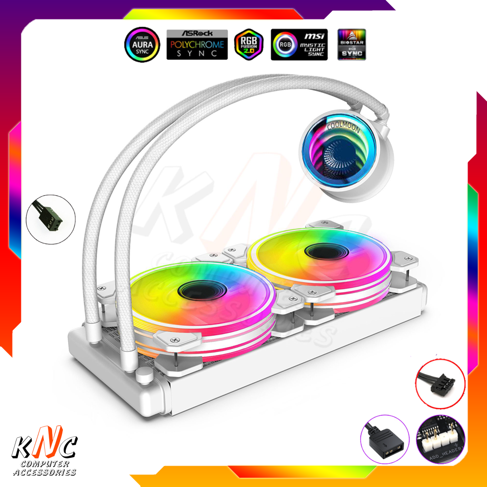 Tản Nhiệt Nước CPU Aio Coolmoon Model A240 Trắng Led 5v ARGB Gương Vô Cực - Hàng Fullbox