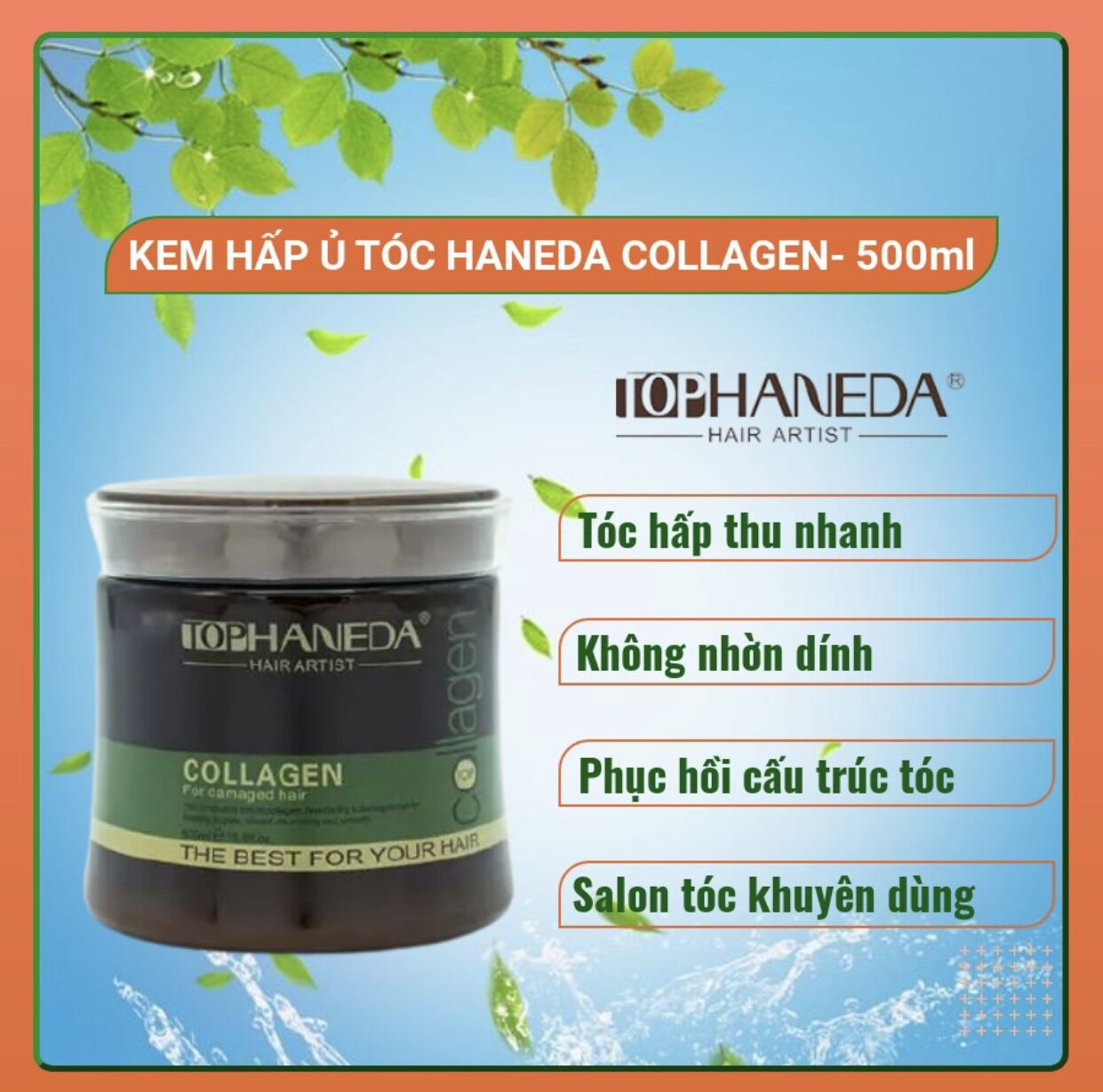 Hấp dầu ủ tóc Tophaneda 500ml_hấp collagen Tophaneda