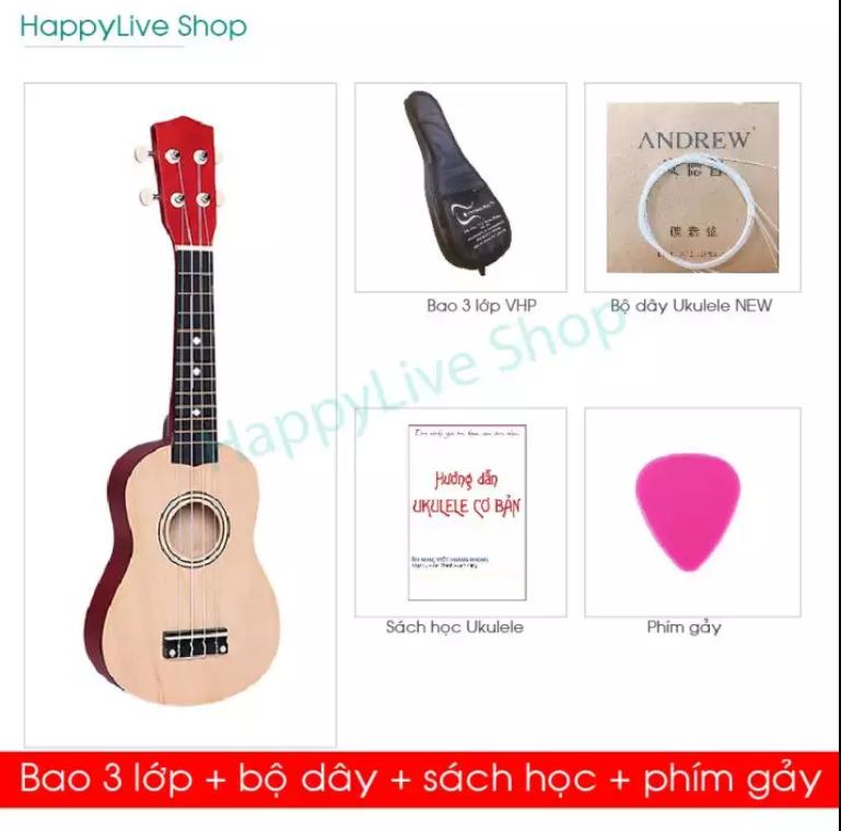 Đàn Ukulele Blue Soprano + Bao da 3 lớp + Bộ dây dự phòng + Phím gảy Alice + Sách học - HappyLive Shop - HÀNG CÓ SẴN