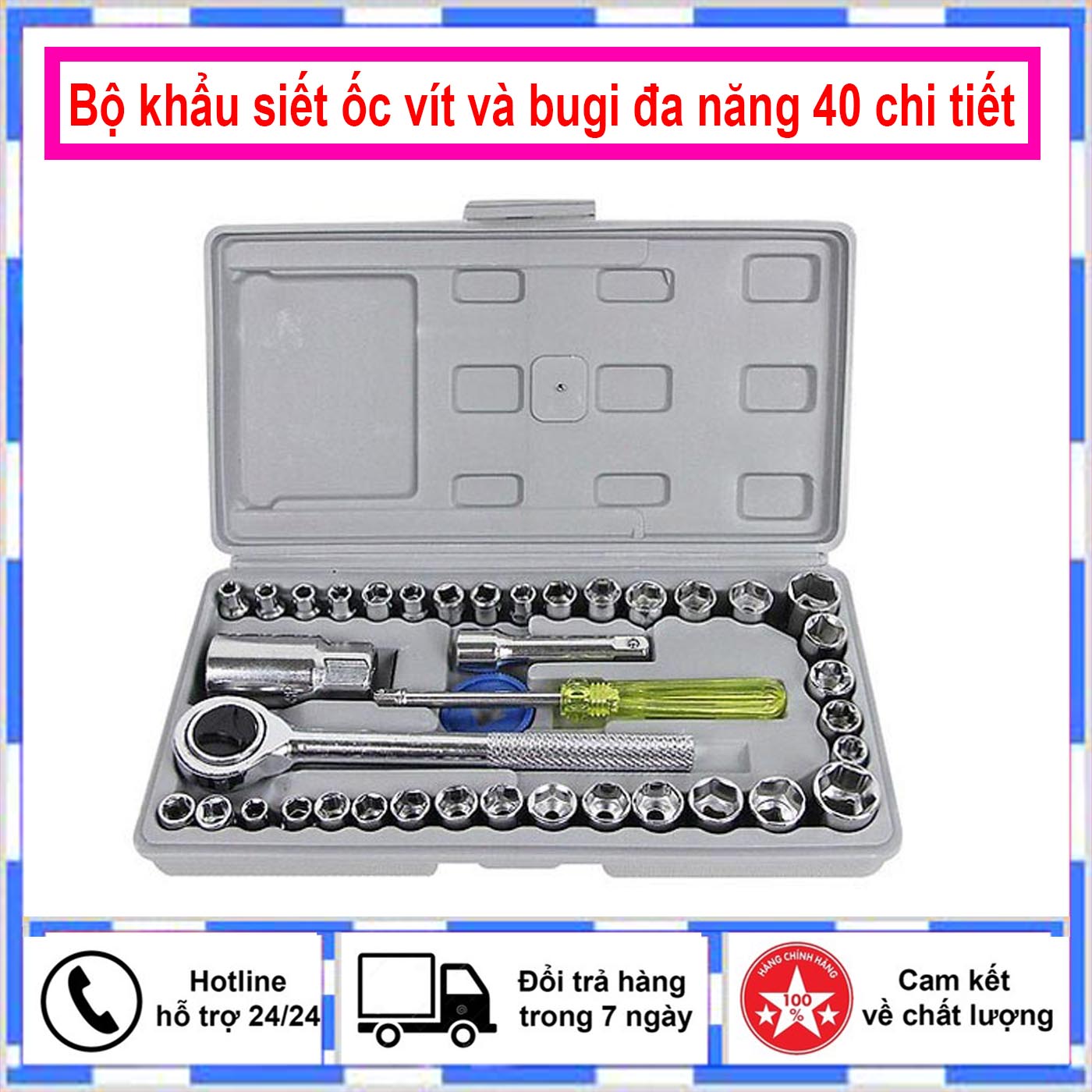 Bộ Khẩu Mở Siết Ốc 40 Chi Tiết Cao Cấp, Thiết Kế Cơ Động Tiện Dụng,Bảo Hành Uy Tín 1 Đổi 1