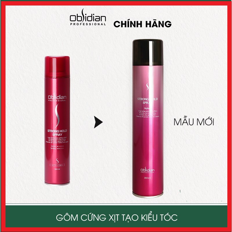 Gôm xịt tóc, tạo kiểu, định hình tóc Obsidian Strong Hold Spray 300ml Hàn Quốc
