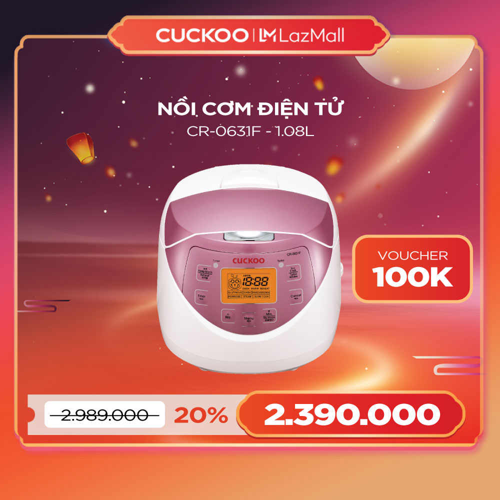 Nồi cơm điện tử Cuckoo 1L CR-0631F - Lòng nồi chống dính, nhiều chế độ nấu ăn - Chất lượng Hàn Quốc - Hàng chính hãng Cuckoovina