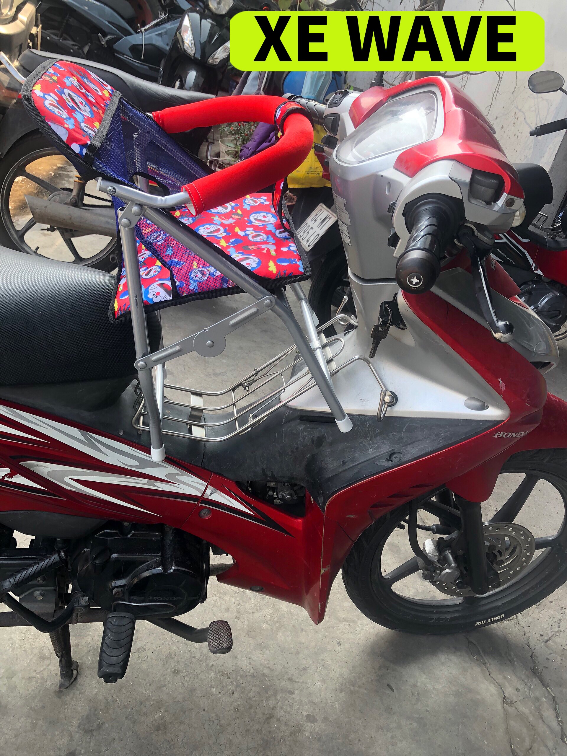 Ghế đi xe máy số cho bé , ghế số xếp sắt sơn tĩnh điện an toàn cho bé