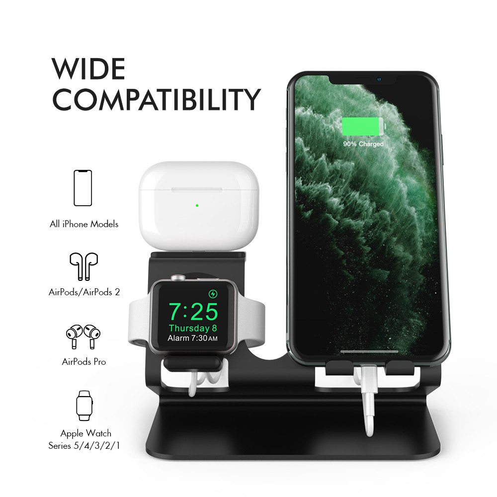 Đế sạc nhôm 3 in 1 cho điện thoại , apple watch và airpods aha style amazon