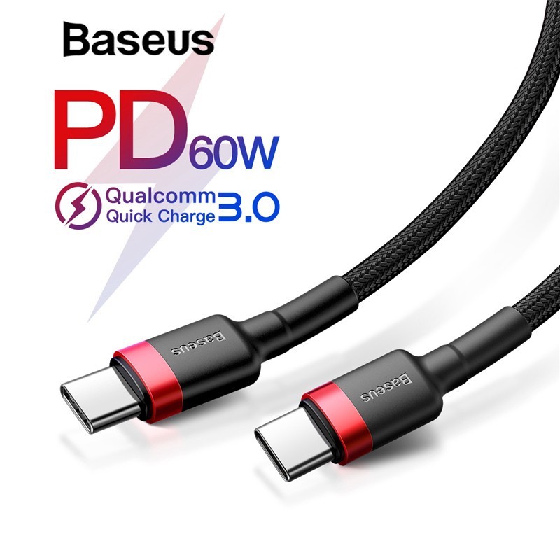 Cáp sạc nhanh baseus cafule series qc 3.0 typec to c 60w truyền dữ liệu tốc độ cao 480mbps
