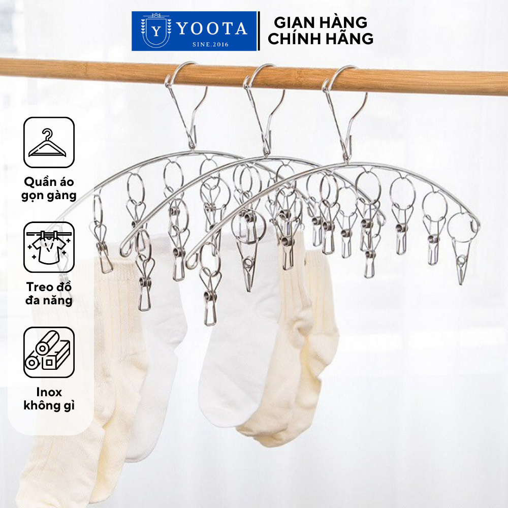 Móc treo quần áo Inox 8- 20 kẹp - Móc phơi quần áo em bé - Móc Inox treo đồ