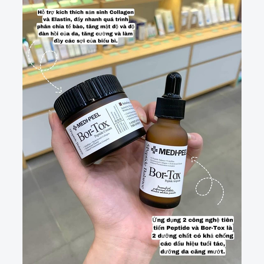 Combo dưỡng da căng bóng MediPeel Bor Tox Peptide serum + cream - Lamicare