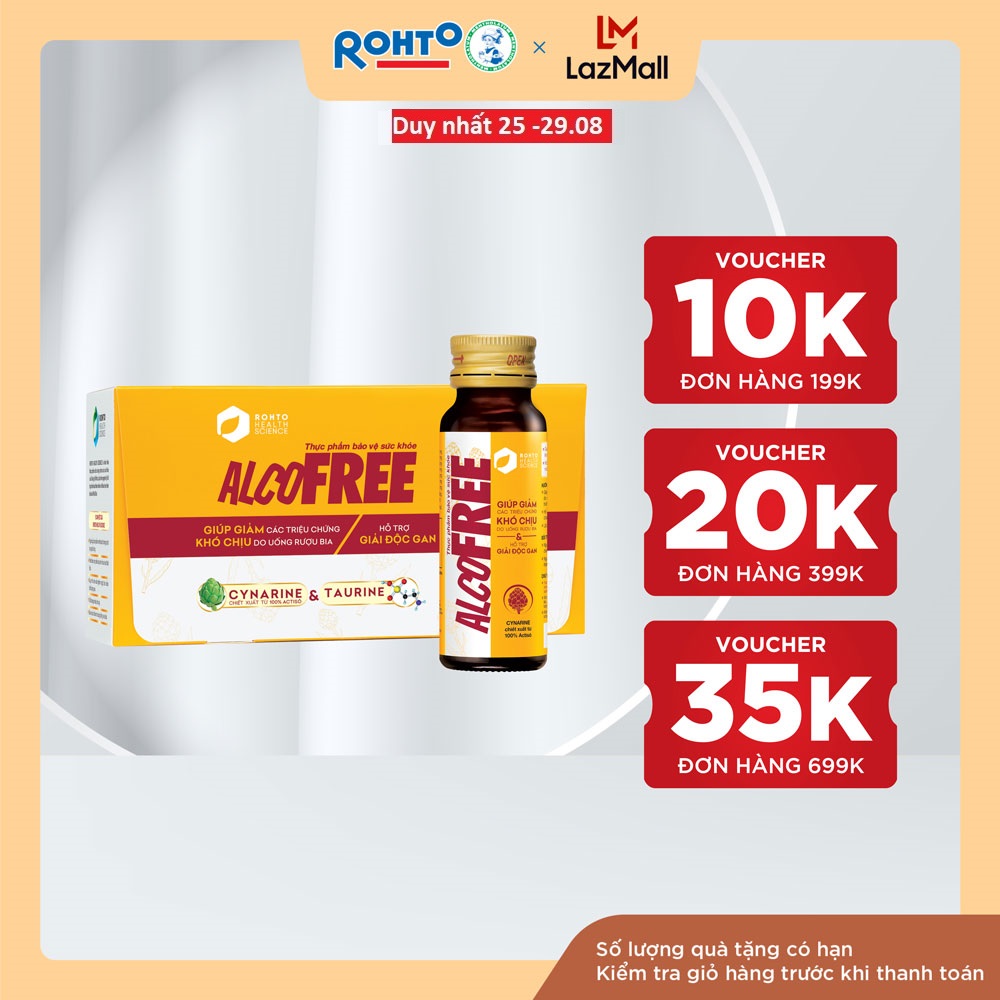 Nước uống giải rượu, thải độc gan Alcofree lốc 10 chai x 50ml